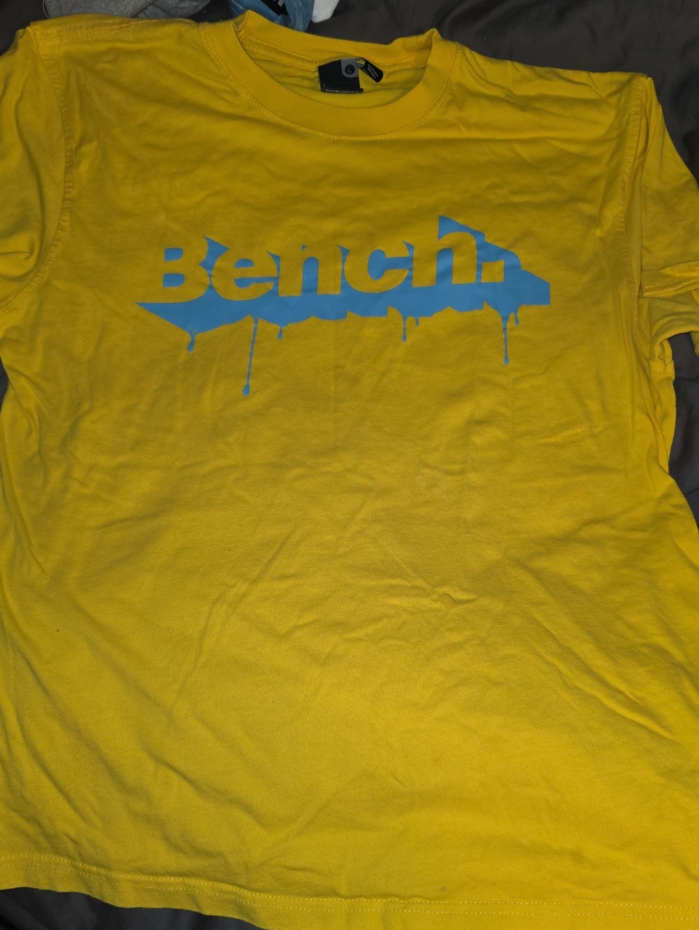 Bench Men’s Yellow T-Shirt with Blue Logo Print